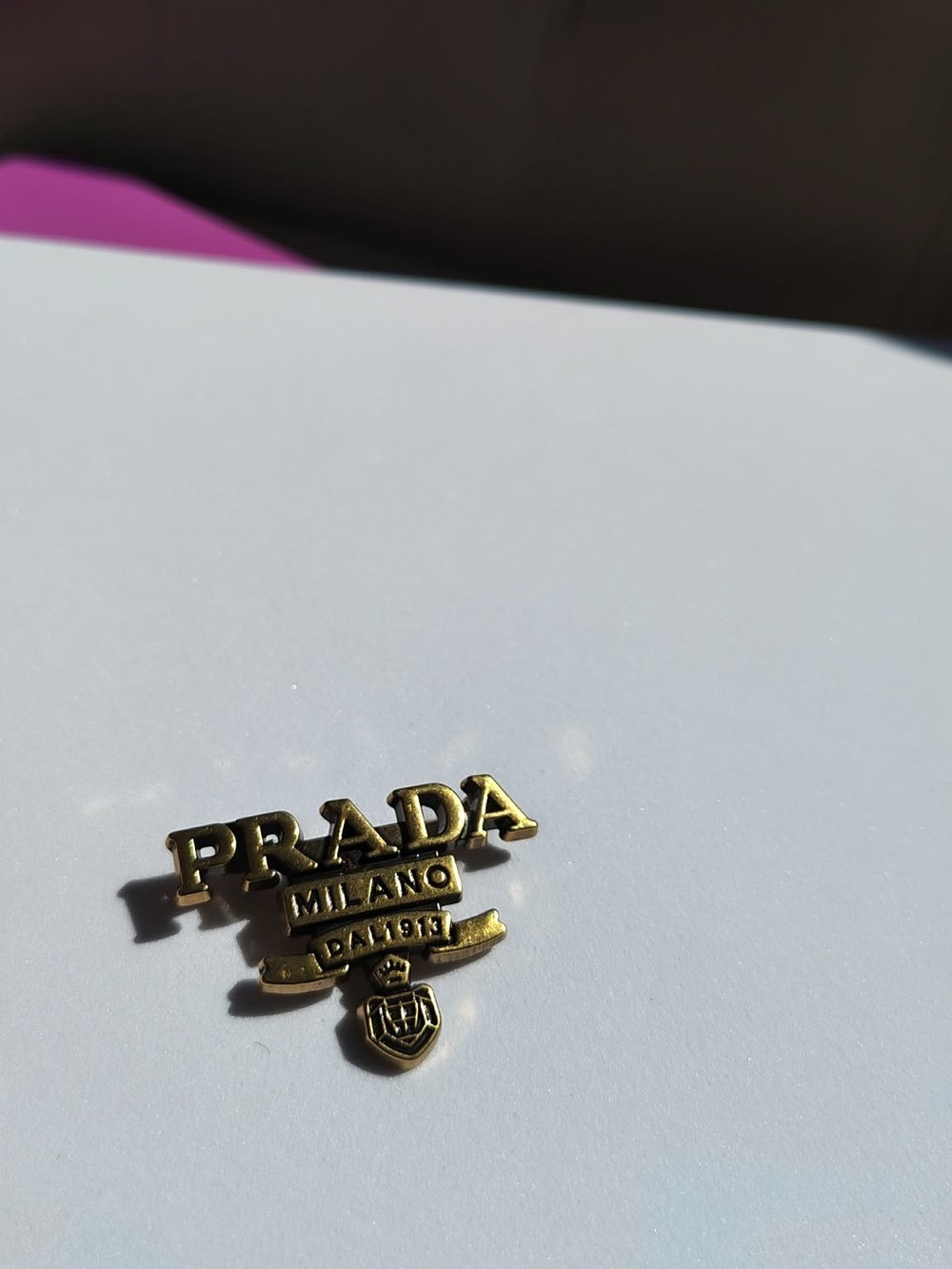 Upcycled Gold Tone Milano Logo Badge